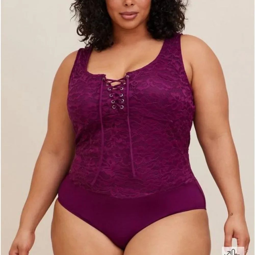 Torrid Lace Corset Seamed Lace-Up Bodysuit - New